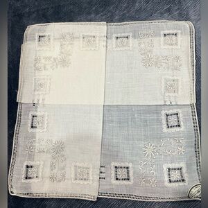 Pair of antique embroidered handkerchiefs